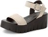 Tamaris - Dames - Sandalen - Beige - Maat 42 - Sleehak - Leer