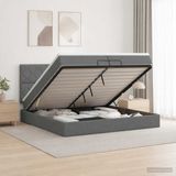 vidaXL Ottomaanse Bed met Matras en LED Donkergrijs 200 x 200 cm Stof