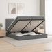 vidaXL Ottomaanse Bed met Matras en LED Donkergrijs 200 x 200 cm Stof