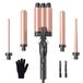 Krultangset, 3 vaten, golfstrijkijzer, meerdere temperatuurinstellingen, krultang met led-display, 5-in-1 voor grote golven, snelle opwarming met één handschoen, 2 clips, roségoud 5-in-1