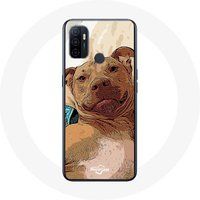 Maniacase Hoesje voor Oppo A53 American Pit Bull Terrier Bruin
