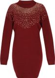 Faina Burgundy Sequin Long Sleeve Round Neck Dress M/L