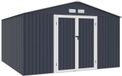 LUNEX Maison de jardin en métal, 10,85 m², 340 x 319 x 210 cm, incluant kit d'ancrage, 2 portes battantes, gris