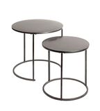 HAKU Bijzettafel set van 2 rond antraciet metaal salontafel klein