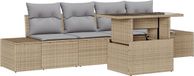 vidaXL Bankstel 5-delig Beige en Lichtgrijs Polyrattan