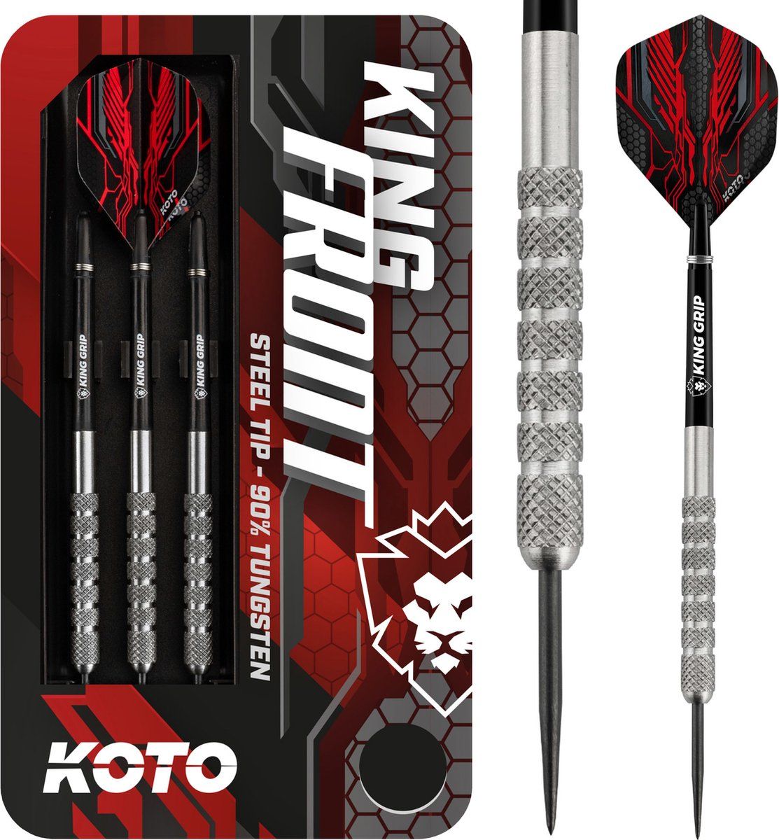 Koto King Front 90% - Dartpijlen - 22 Gram - Tungsten Darts - 3 Pijlen - Dartset - Met Dartcase