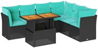 vidaXL 7-delige Loungeset met kussens poly rattan zwart