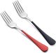 24 fourchettes pour plats principaux et desserts, avec poignées rouges et noires, en acier inoxydable 18/0, longueur 20,6 cm, lavables au lave-vaisselle