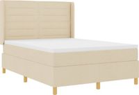 vidaXL Boxspring Bed met LED-stripverlichting Crème 160 x 200 cm Stof