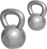 Gorilla Sports Kettlebell set van 2 - 12 en 16 kg - Gietijzer - Grijs