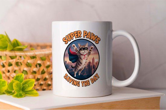 Mok Super Paws - Cats - Wit - 325 ml - Keramiek