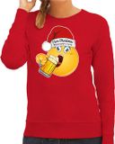 Bellatio Decorations Foute Kersttrui/sweater voor dames - bier - rood - grappig - I love christmas - emoji XL