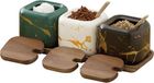 Set de sucriers en céramique - 3 pièces - 400 ml - Blanc - Avec couvercle et cuillère