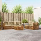 vidaXL - Acacia Hout Loungeset - 5 Zitplaatsen - Natuurlijk en Beige