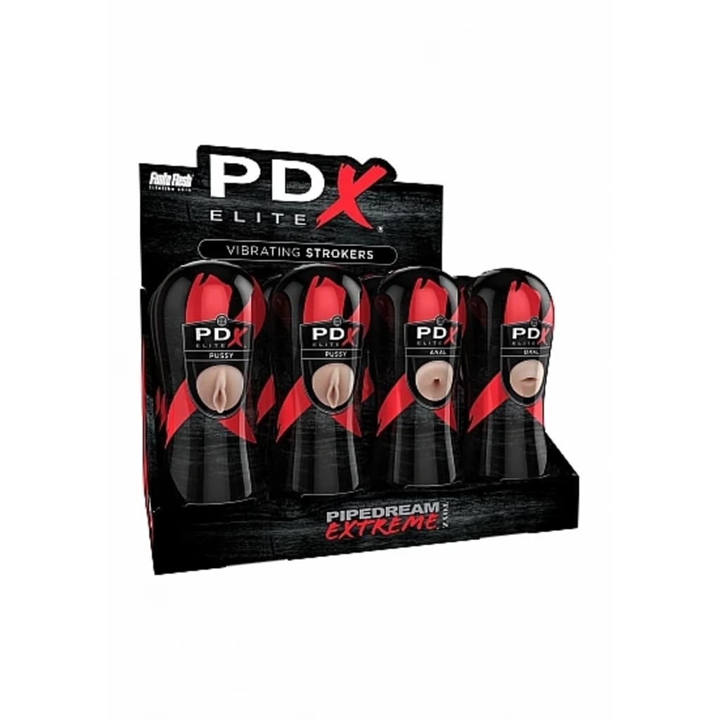 Pipedream - PDX Elite Vibrating Strokers Display of 12