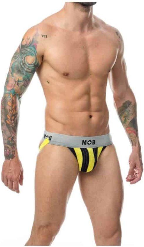MOB EROTICWEAR - YELLOW-BLACK SPORTS JOCKSTICK XXL