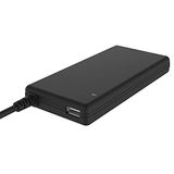 Itek Slanke universele voeding voor laptop 90 W met 12 aansluitingen, 5 V1A USB-poort, 100/240 VAC, 9,5/24 VDC (soft-touch rubber), zwart