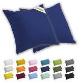 Lavea® Kussenslopen 50x50 cm Set van 2 – Kussenhoezen van 100% Zachte en Ademende Jersey Katoen met YKK Ritssluiting – Koningsblauw