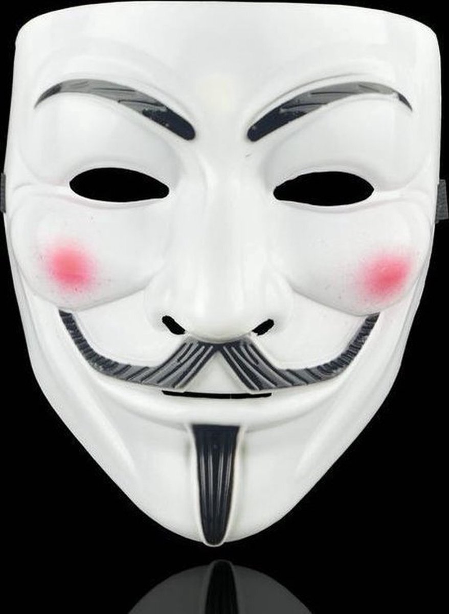 Tecqx Anonymous Masker - Wit - Vendetta - Guy Fawkes - Leuk voor Halloween - Verkleedpartijtje - 2 stuks