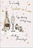 Piccadilly Greetings Traditionele verjaardagskaart schoonzuster, wit, 7 x 5 inch