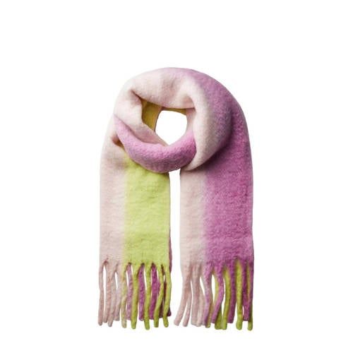 PIECES PCJOCELYNN scarf with fringes light pink/purple/yellow