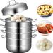 Inox cuiseur vapeur 5 niveaux cuiseur vapeur 28cm diamètre plaque de cuisson cuiseur vapeur en acier inoxydable et verre trempé avec un total