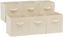 Boîte de rangement pliable en tissu sans marque, lot de 6 avec poignées - Beige clair