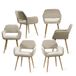MEUBLE COSY Eetkamerstoelen, set van 6, gestoffeerd, met armleuning, stof, metalen poten, beige