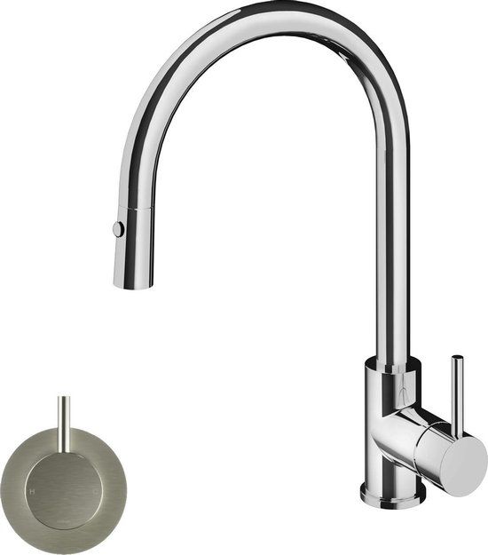 Hotbath Fellow Keukenmengkraan - Draaibaar/Uittrekbaar - Geborsteld Nikkel