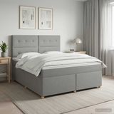 vidaXL Boxspringbed met matras, lichtgrijs, 140 x 190 cm, gestoffeerd