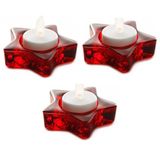 Merkloos / Sans marque Kerst rode ster waxinelichthouder 8 cm (3 stuks)