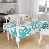 Bonamaison Tafelkleed, Anti-Mold, Sneldrogend, Waterdicht, 100% Polyester Tafellaken, Turkoois, wit, 140 x 160 Cm