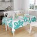 Bonamaison Tafelkleed, Anti-Mold, Sneldrogend, Waterdicht, 100% Polyester Tafellaken, Turkoois, wit, 140 x 160 Cm