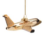 Vondels boule de noël - Avion 5.5cm en verre, couleur or 1 pièce