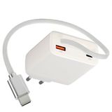 imoshion GaN Oplader met uittrekbare USB-C kabel 65W - USB-A + USB-C - Wit
