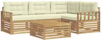 vidaXL Hoek loungeset 6-delig Wit en crème Polyester Inclusief tafel