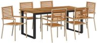 vidaXL Eettafel Set Beige Massief Acacia Hout