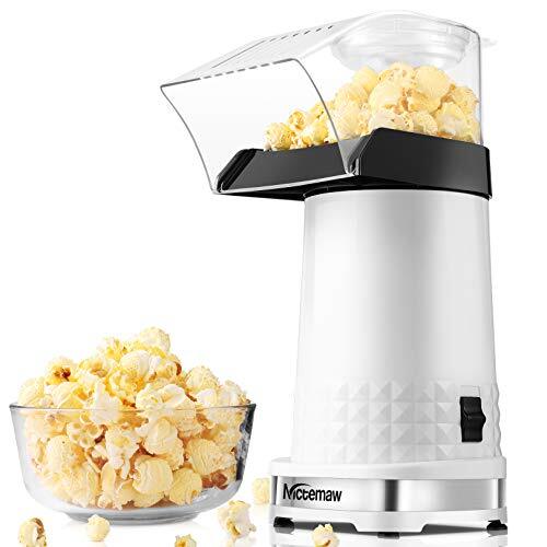 Nictemaw Popcornmeetapparaat, elektrisch, 1200 W, met maatbeker en afneembaar deksel, hete lucht, geen witte olie nodig