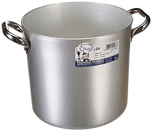 Pentole Agnelli ALMA10324 Hoge Pot met twee handgrepen roestvrij staal, professioneel aluminium 3 millimeter, 10 l