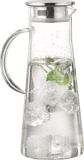 Esmeyer Carafe en verre FARO avec poignée, Transparent/Argent, Verre/Acier inoxydable, 1,7 L