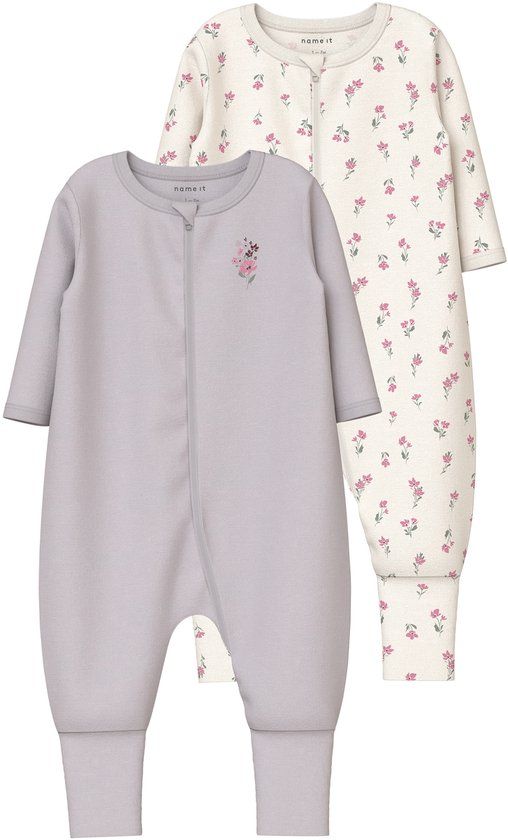 NAME IT NBFNIGHTSUIT 2P ZIP FF FLOWER NOOS Baby Pyjamas
