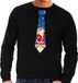 Bellatio Decorations Shoppartners Bv Foute kersttrui / sweater stropdas met kerstman print zwart voor heren L