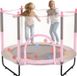 Mini-trampoline voor kinderen - Indoor rebounder met net - 1545 mm - Roze - Fitnessapparaat voor actieve kinderen
