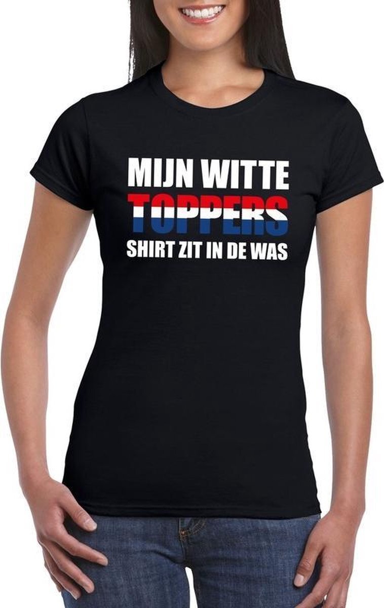 Bellatio Decorations Mijn witte Toppers shirt zit in de was t-shirt zwart dames - Toppers dresscode 2019 2XL