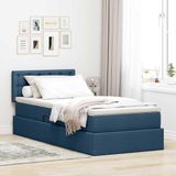 Maison Exclusive - Lit LED avec rangement et matelas, bleu, 100 x 200 cm, tissu
