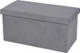 Urban Living Hocker bankje - poef dubbel zits - opbergbox - lichtgrijs - velours look - 76 x 38 x 38 cm - opvouwbaar