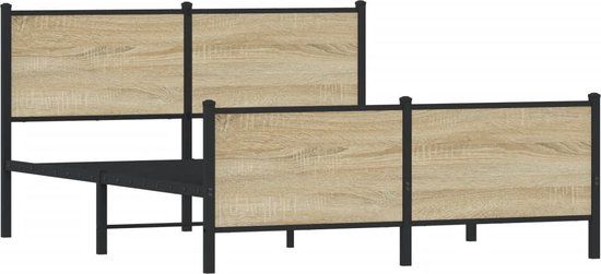 vidaXL Bedframe Metaal Sonoma Eikenkleurig 140x190 cm