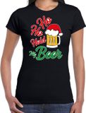 Bellatio Decorations Shoppartners Bv Ho ho hold my beer fout Kerstshirt / Kerst t-shirt zwart voor dames - Kerstkleding / Christmas outfit L