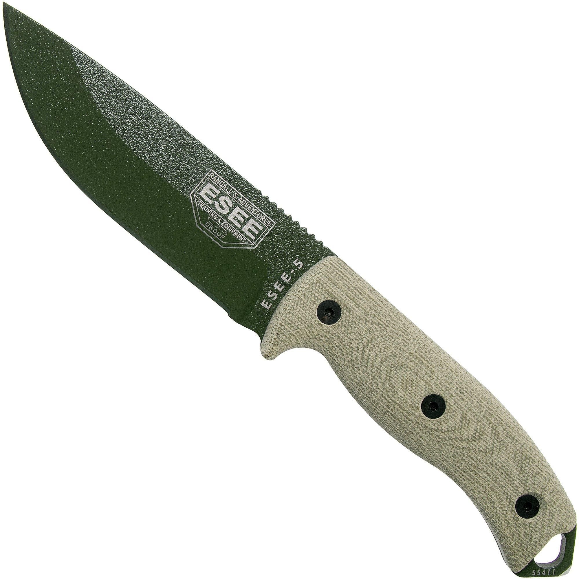 ESEE Model 5 OD Green Blade 3D Green Canvas Micarta survivalmes 5POD-017