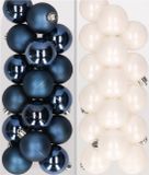 Decoris Kaemingk B.V. 32x Kunststof Kerstballen Mix Donkergroen/Wit 4 cm